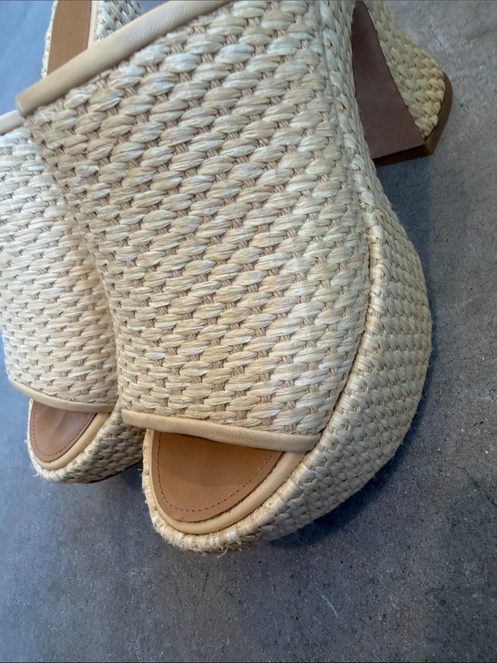 Loewe Cream Woven Platform Mules